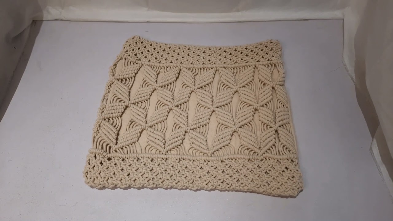 Macrame Cushion Cover Leaf pattern