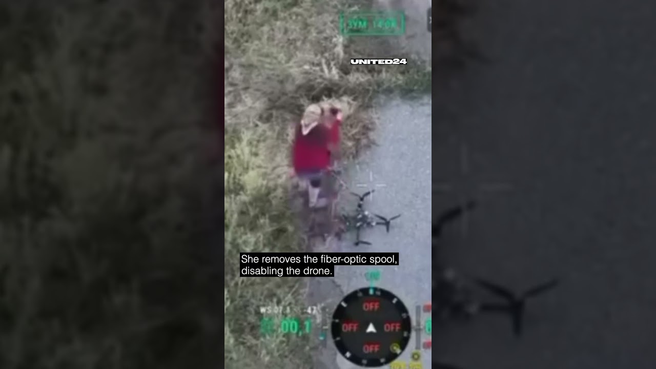Ukrainian Grandma Disarms Russian Drone #warinukraine