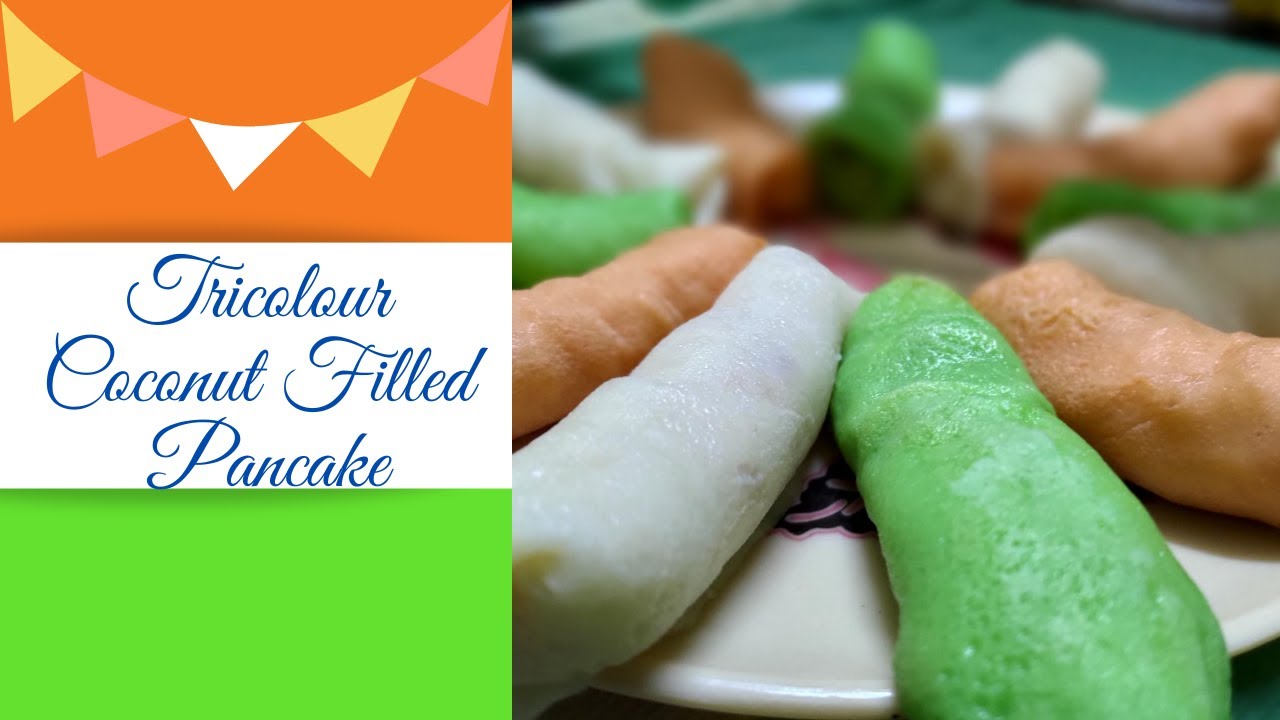 TRI-COLOUR COCONUT FILLED PANCAKE #Independencedayspecial #GFK