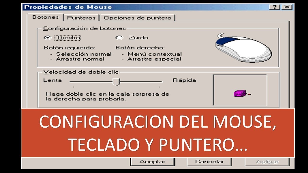 Computacion Basica: Personalizar el PUNTERO y MOUSE del PC. El Botón izquierdo y derecho.
