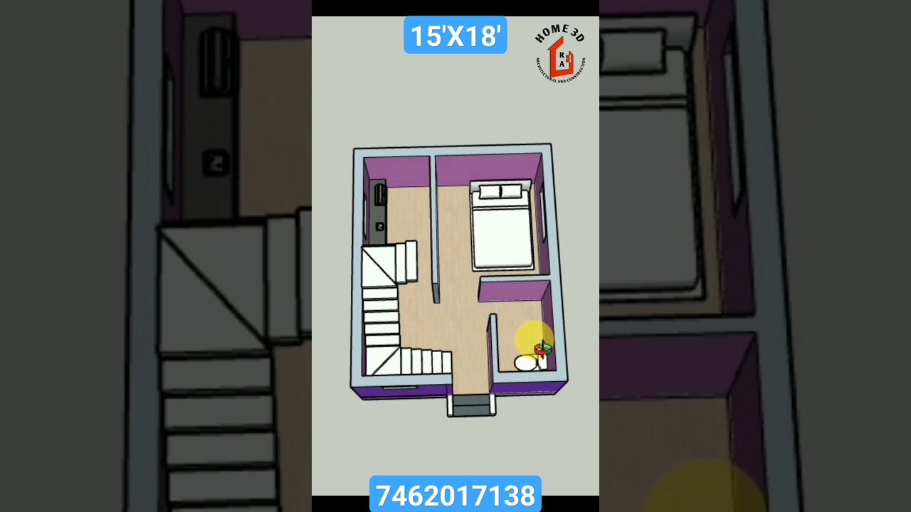 15X18 feet house plan. #shorts #youtubeshorts #youtube #reels #home3dxs