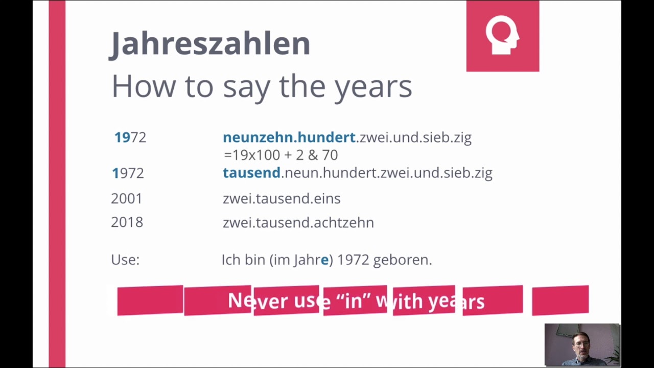 German Live Class: How to say 1972 (and other years) in German