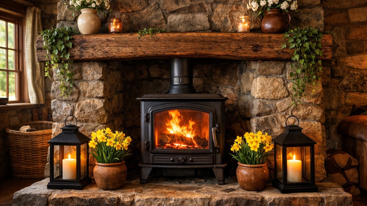 🌼 Cozy Spring Fireplace Crackling 24/7 | Sleep, Relax, Study