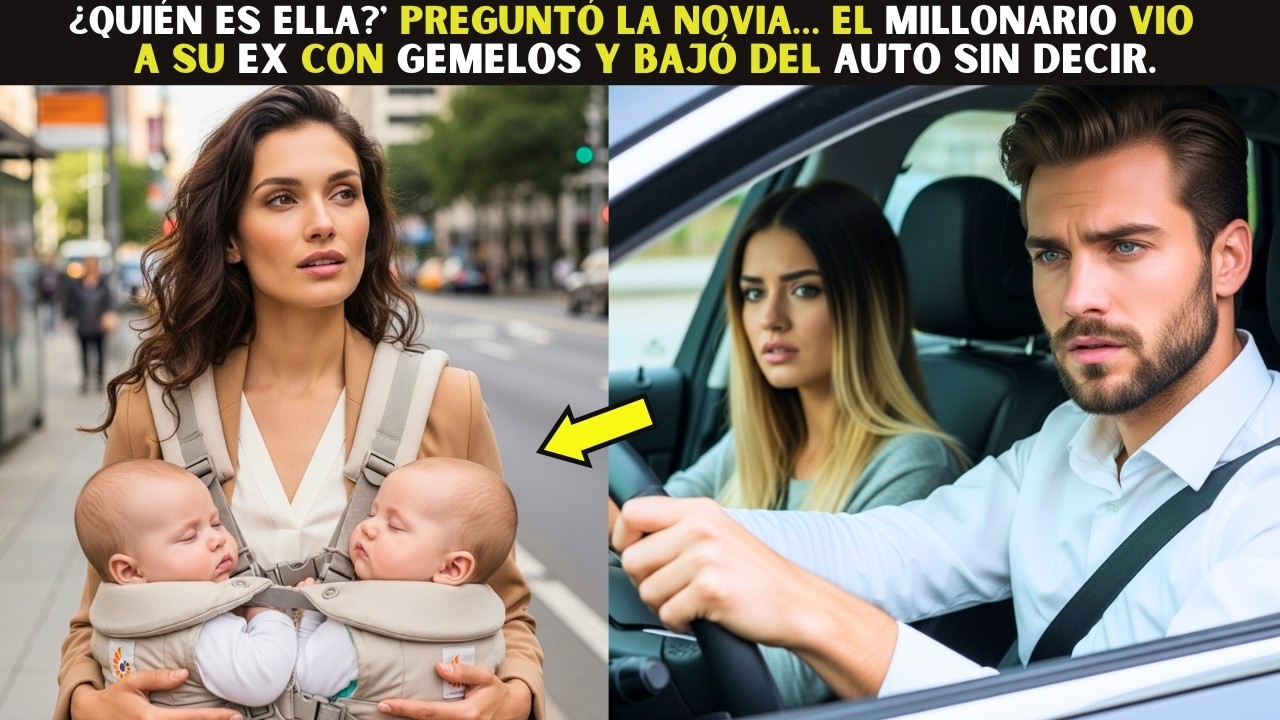'¿Quién es ella' preguntó la novia… el Millonario vio a su ex con gemelos y bajó del auto sin decir…