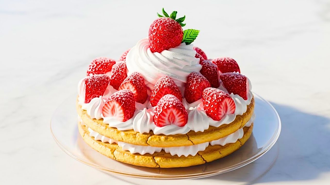 【透明ガラスで苺ショートケーキを作る全工程がヤバい♡】キラキラ調理ASMR