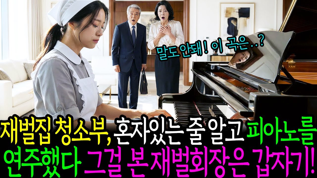 재벌집 청소부, 혼자있는줄알고피아노를 연주했다. 그걸 본 재벌회장은 갑자기!