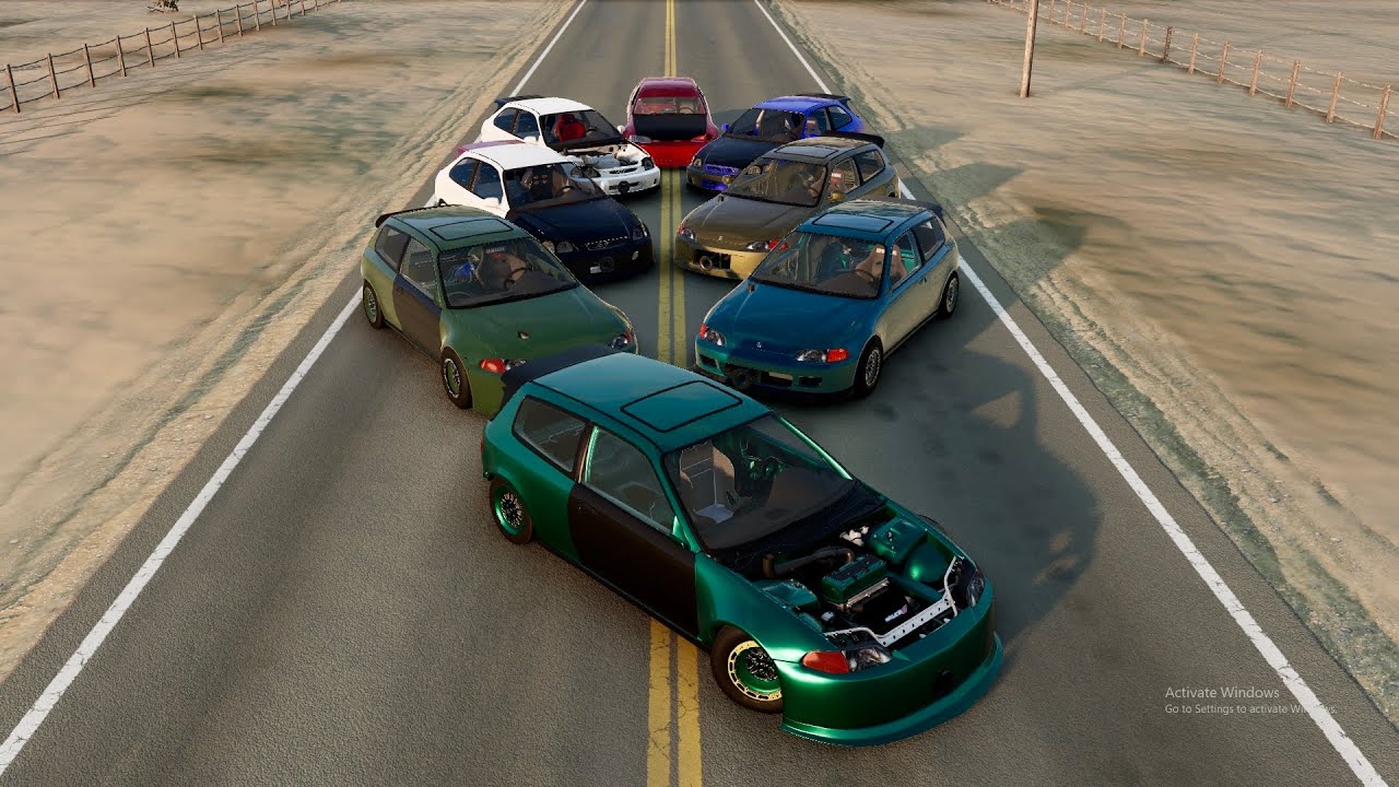BeamNG Fwd Honda Cashdays Event|K Series Vs H Series Vs B Series|Eg Vs Ek Vs EJ|No Prep|Honda Drag