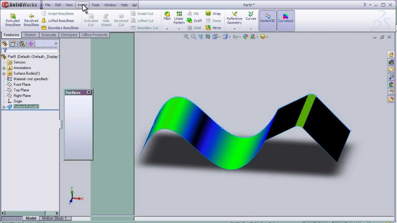 23- УЧЕБНОЕ ПОСОБИЕ SolidWorks Surface: ИЗМЕРЕНИЕ КРИВИЗНЫ