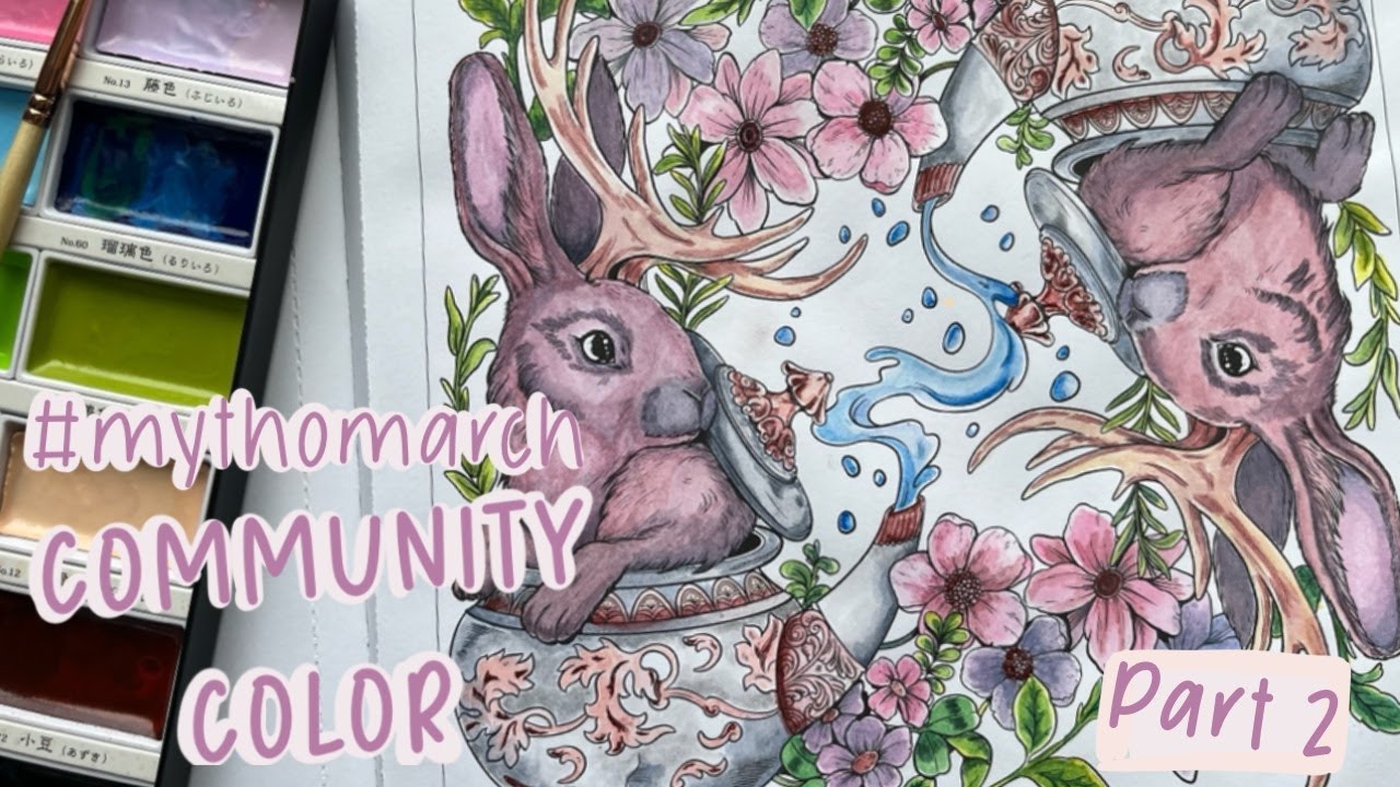 Watercolor in coloring books | Mythographic Menagerie Jackelopes | Complete