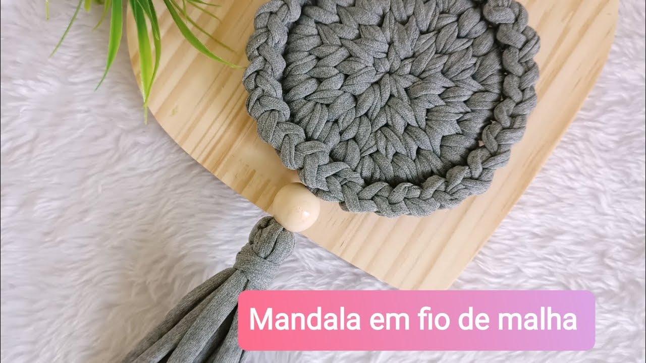 mandala linda de crochê com fio de malha- #mandala #fiodemalha #diydecor