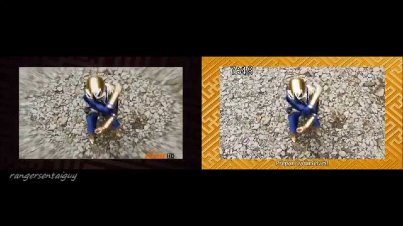 Power Ranger Samurai Gold Ranger and OctoZord First Appearance Split Screen (PR and Sentai version)
