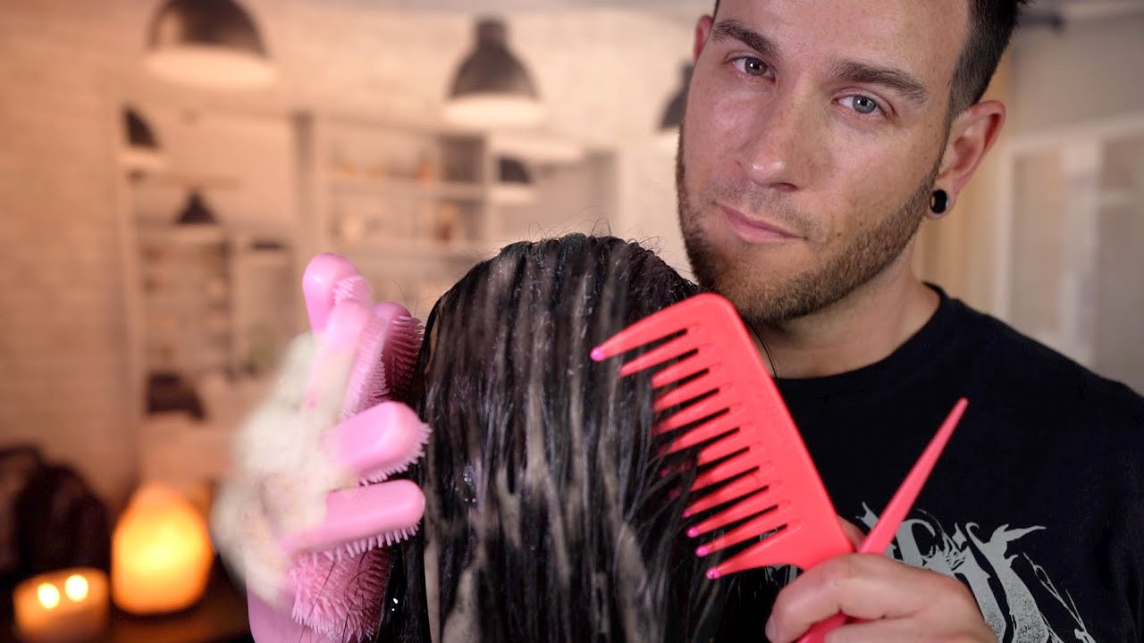 ASMR | Calming Hairdresser Brush, Wash and Scalp Treatment | Soft Spoken Male