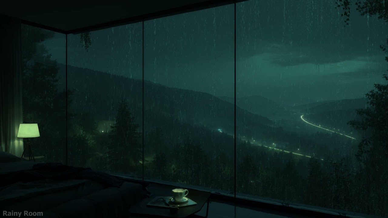 Beat Insomnia with Night Rain 🌧️ Distant Thunder & Dark Bedroom | Reduce Stress & Sleep Deeply