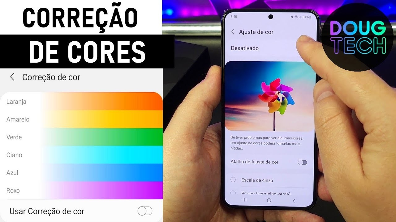 Como Alterar as CORES da TELA no Samsung Galaxy (Ajuste Daltônico)