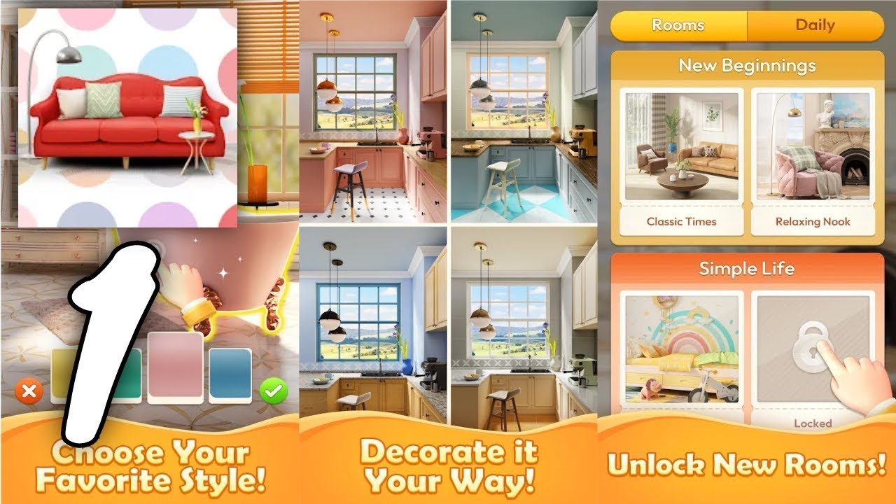Decor Match Gameplay Walkthrough #1 - Level 1 ~ 10 (Android, IOS)