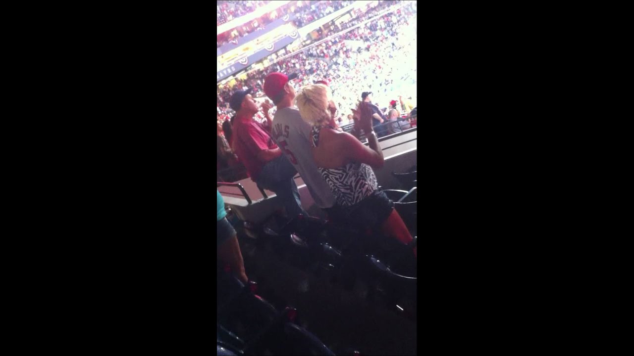 Drunk Lady falling at braves game