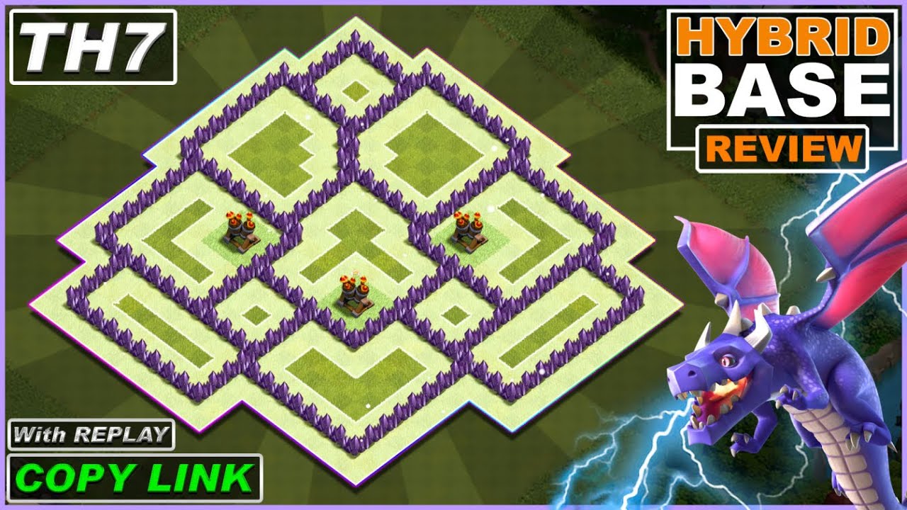BEST! TH7 HYBRID Base with Defense REPLAY | Town Hall 7 Base Copy Link - Clash of Clans