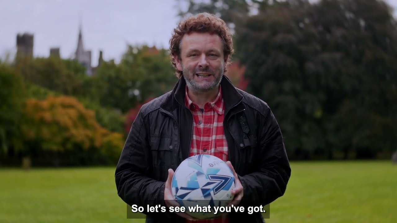 Michael Sheen passes the ball from Wales to Sacramento | Homeless World Cup 2023