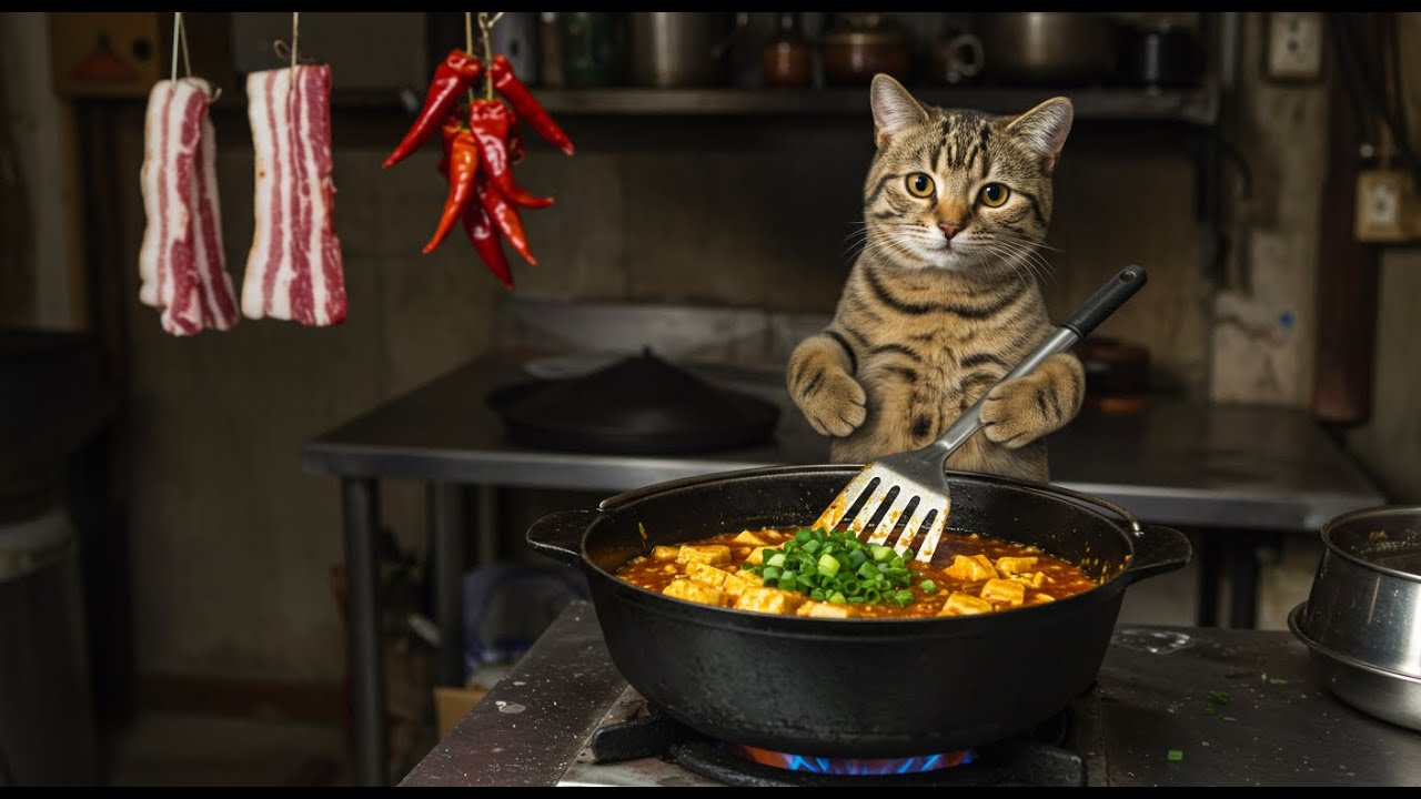 猫ちゃんが奮発してカニ料理！！：麻婆豆腐＆蒸し蟹 | 癒しの料理アニメ　Mapo Tofu & Steamed Crab | Cozy Cooking Animation