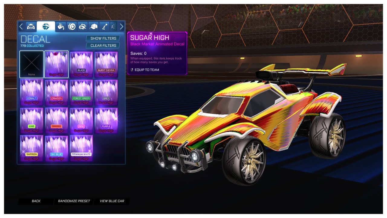 NEW SEASON 12 BLACK MARKET DECAL On Rocket League (Sugar High Black Market Decal)