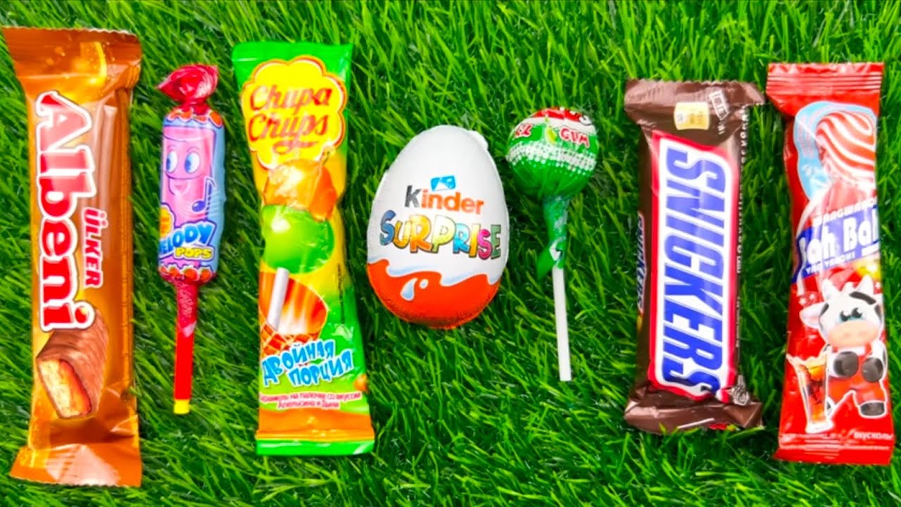 ASMR Most Popular Candys / some lots of colorful rainbow lollipop candy / unpacking chocolate eat