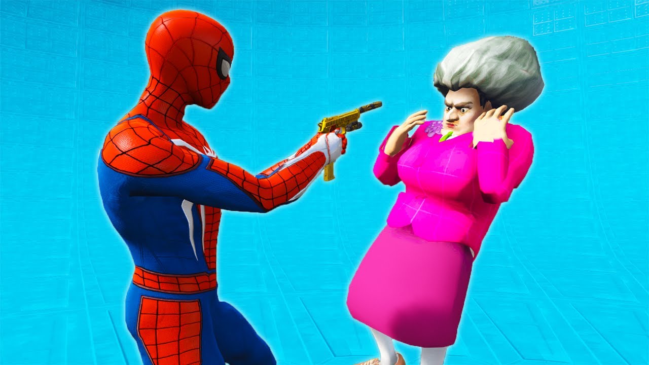 Scary Teacher 3D - Spiderman vs Miss'T  Fight Moment - Game Animation