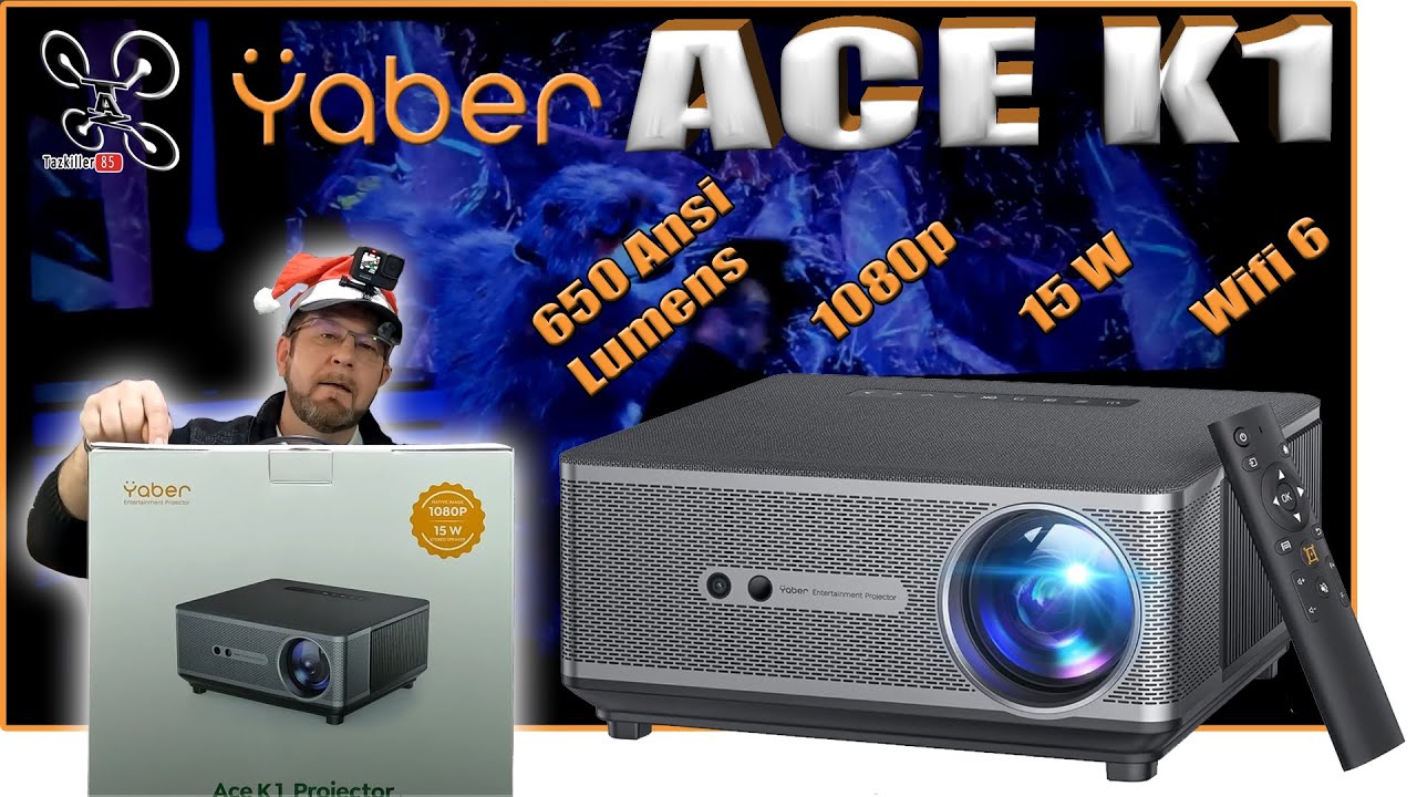 YABER ACE K1 projecteur 1080p 650 ANSI Lumens - Review Test Démo - C'est CLAIR !