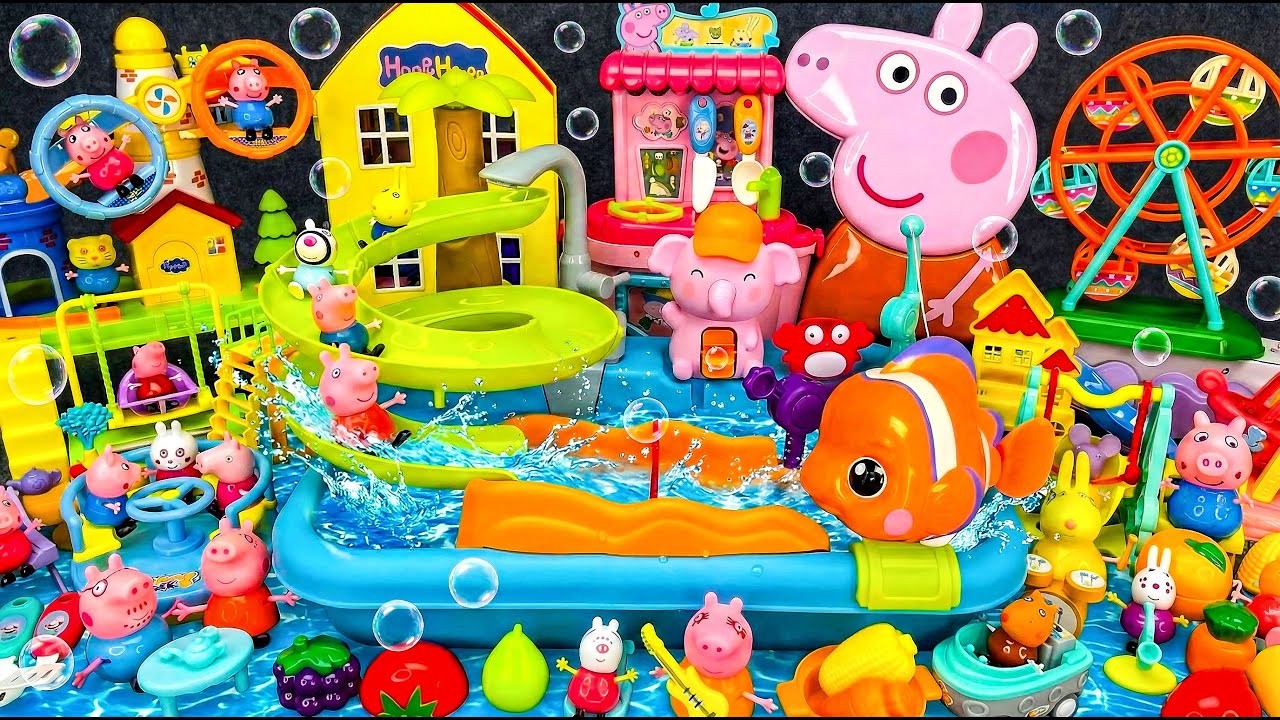 ASMR Unboxing PEPPA PIG Slide Water Sink Amusement Park Super Playground Toy Playset😍Satisfying Toy