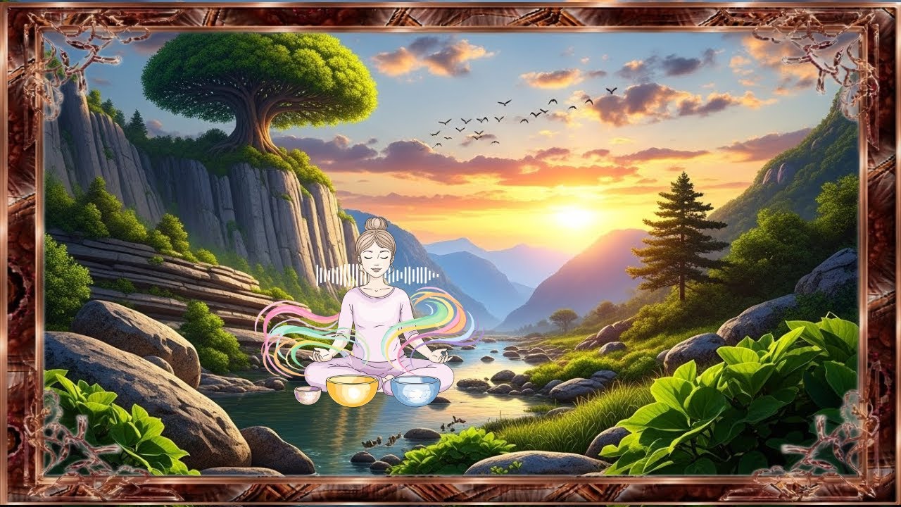 Relaxing Sound Healing | Tibetan Singing Bowls + Nature River | Frame Art TV