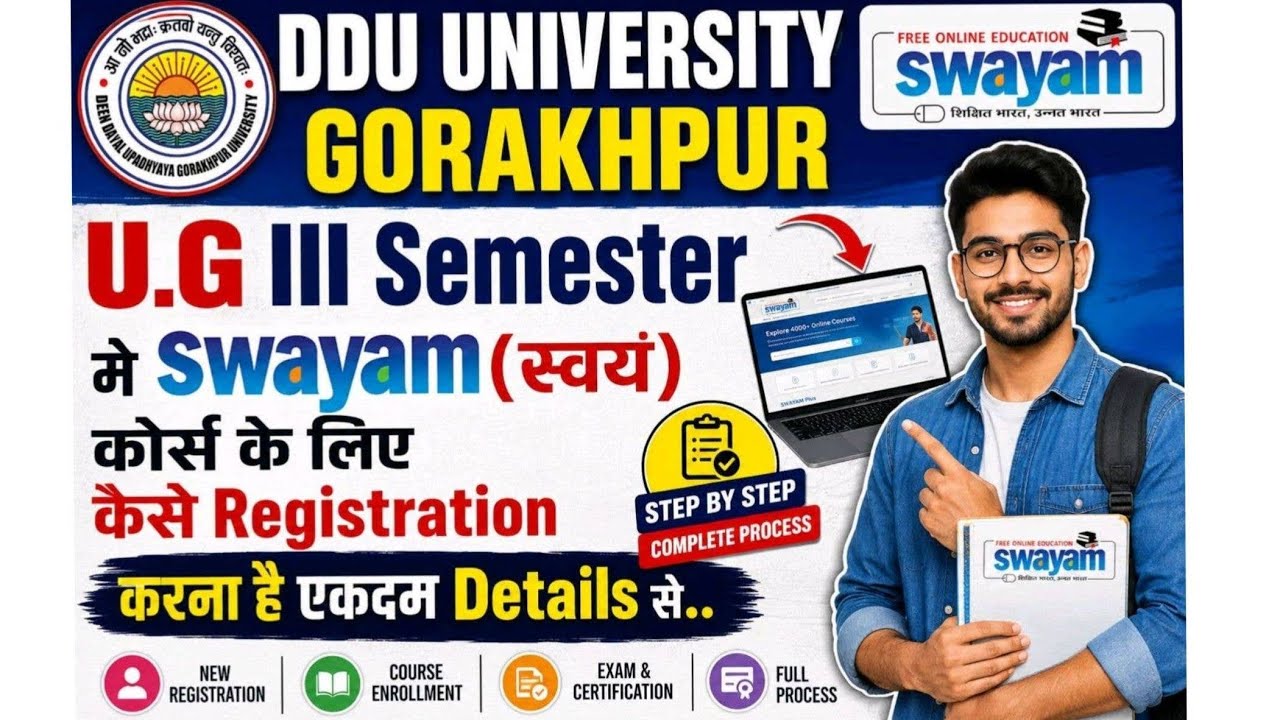 DDU University Gorakhpur U.G III Semester Swayam Registration 2026 | Swayam Course Registration S...