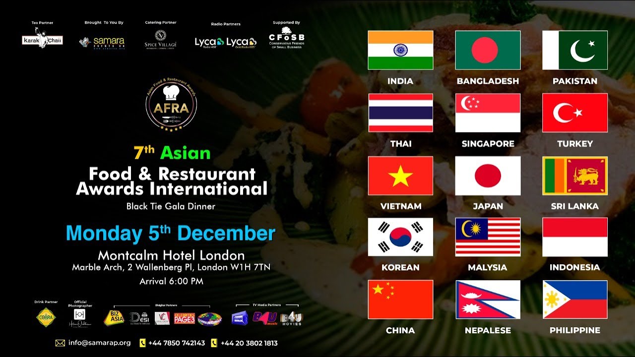 7th Asian Food & Restaurant Awards International 2022 By Samara Events UK #samaraeventsuk #afra
