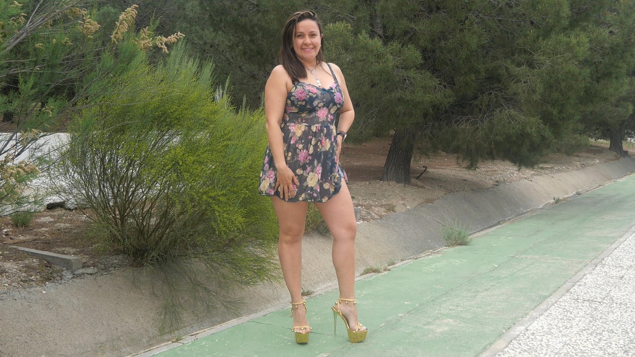 Trying Bold Platform High Heels Outside