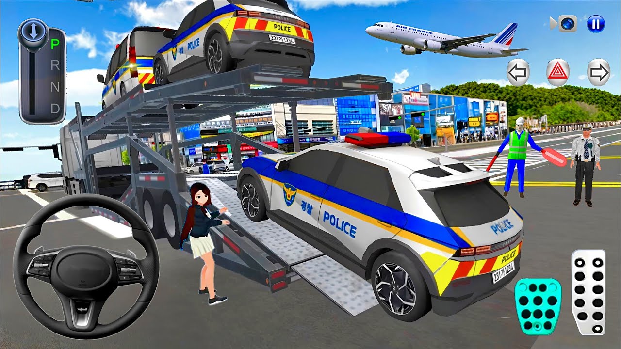 Police Cars Transport For Parking in Double Decker Truck🚔 3D Driving Class 2025 - Android Gameplay🎮