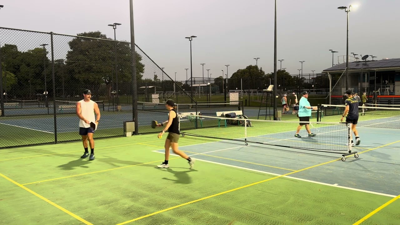 Pickleball Diaries last game of the evening Joel and I v Cameron and Lauren