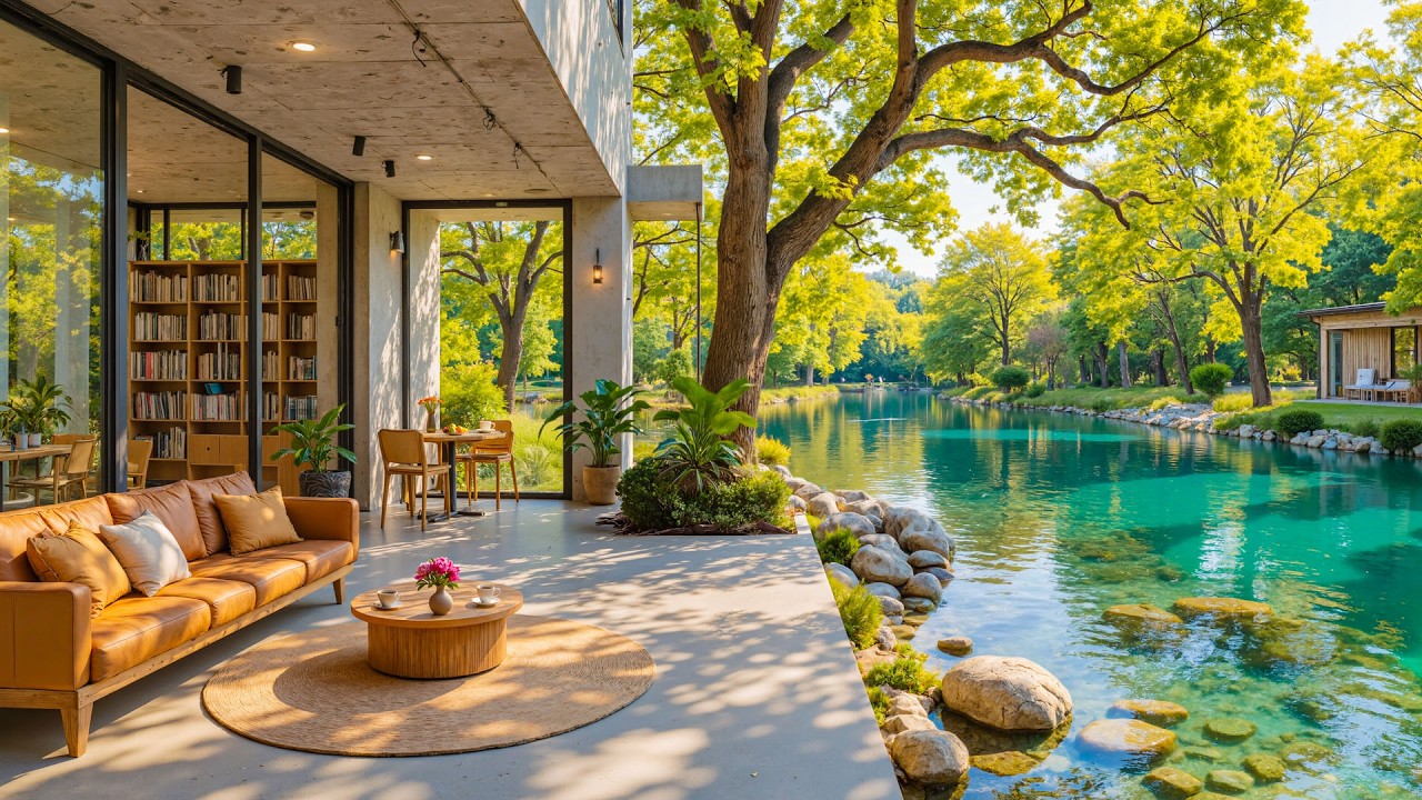 Peaceful Spring Jazz Ambience by the Riverside | Soft Jazz & Nature Therapy for Inner Peace