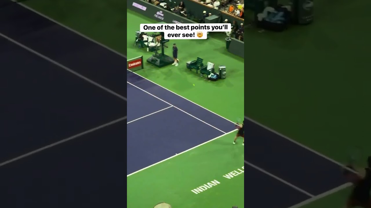 Aerial view of THAT point between Jack Draper & Novak Djokovic at Indian Wells 🤳Tennis with Hany