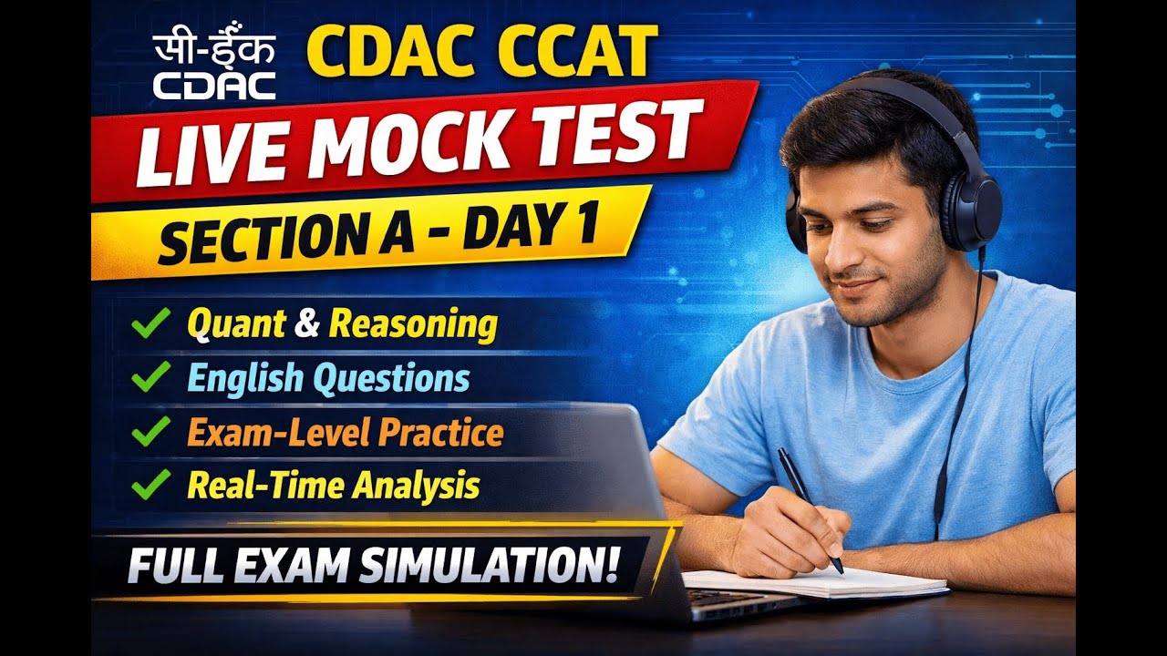 CDAC CCAT Live Mock Test | Section A &ndash; Day 1 | Full-Length Exam Simulation