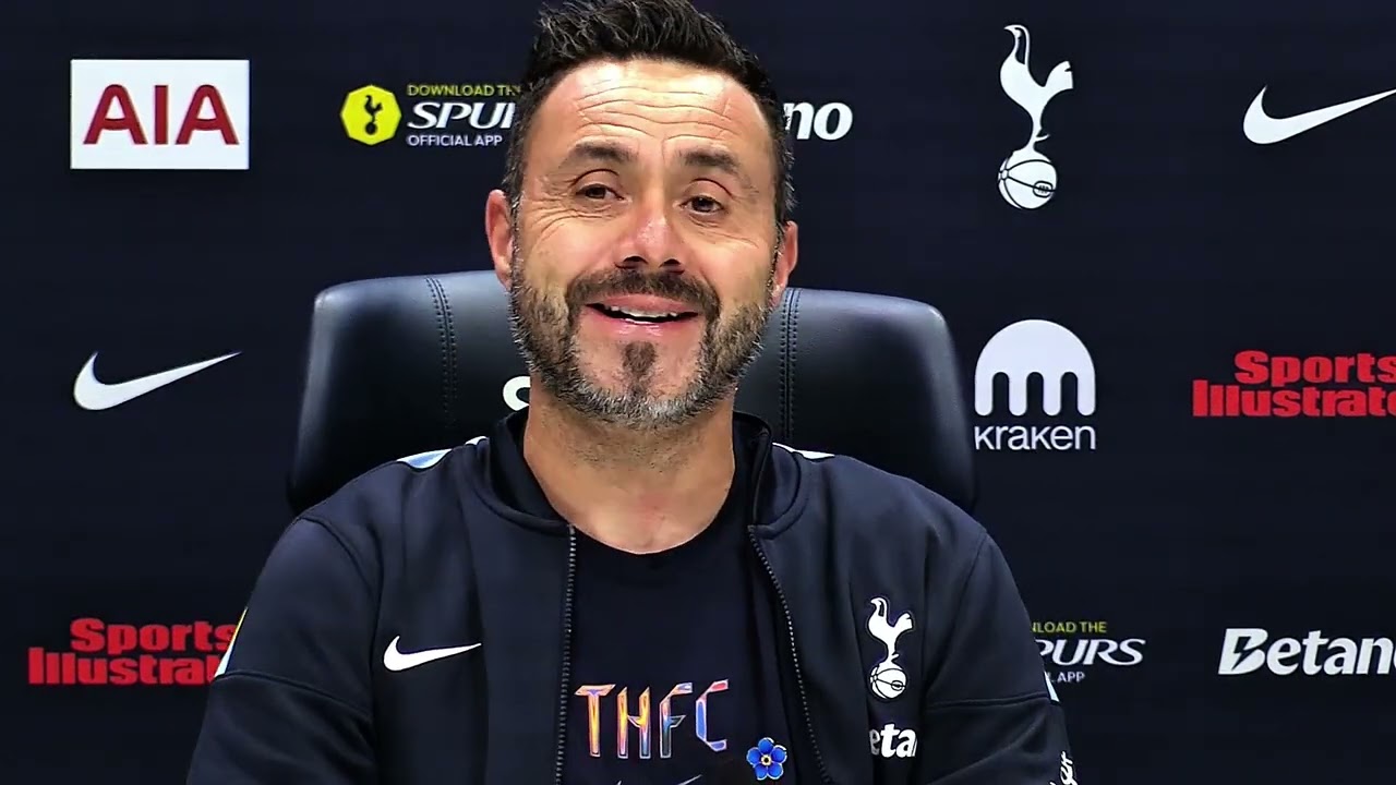 FULL PRESS CONFERENCE (Broadcast Section & Embargo Section) Roberto De Zerbi Tottenham v Aston Villa