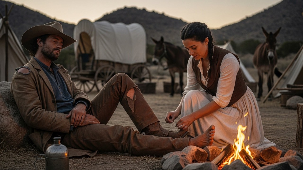 His Boots Were Worn Through To His Bare Feet, She Mended Them While He Slept By The Fire