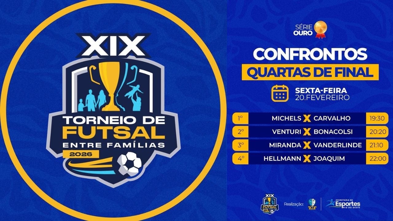 20/02/2026 - (Quartasdefinais/Série Ouro) XIX Torneio Entre Famílias de Futsal de  Rio do Oeste/SC