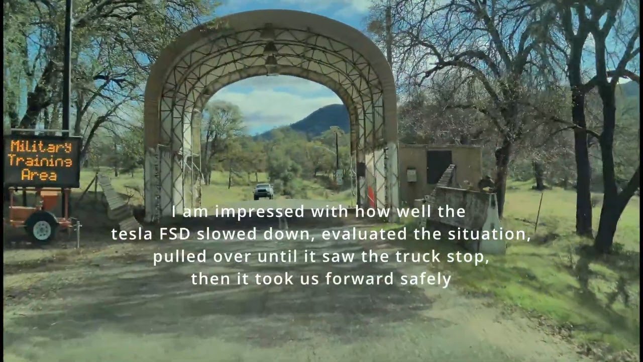 Tesla FSD takes us through Fort Hunter Liggett, California Military Training Camp.