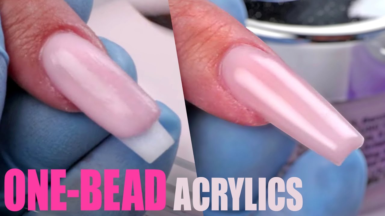 Acrylic Nail Tutorial: One Bead Application with Chisel Nail Art