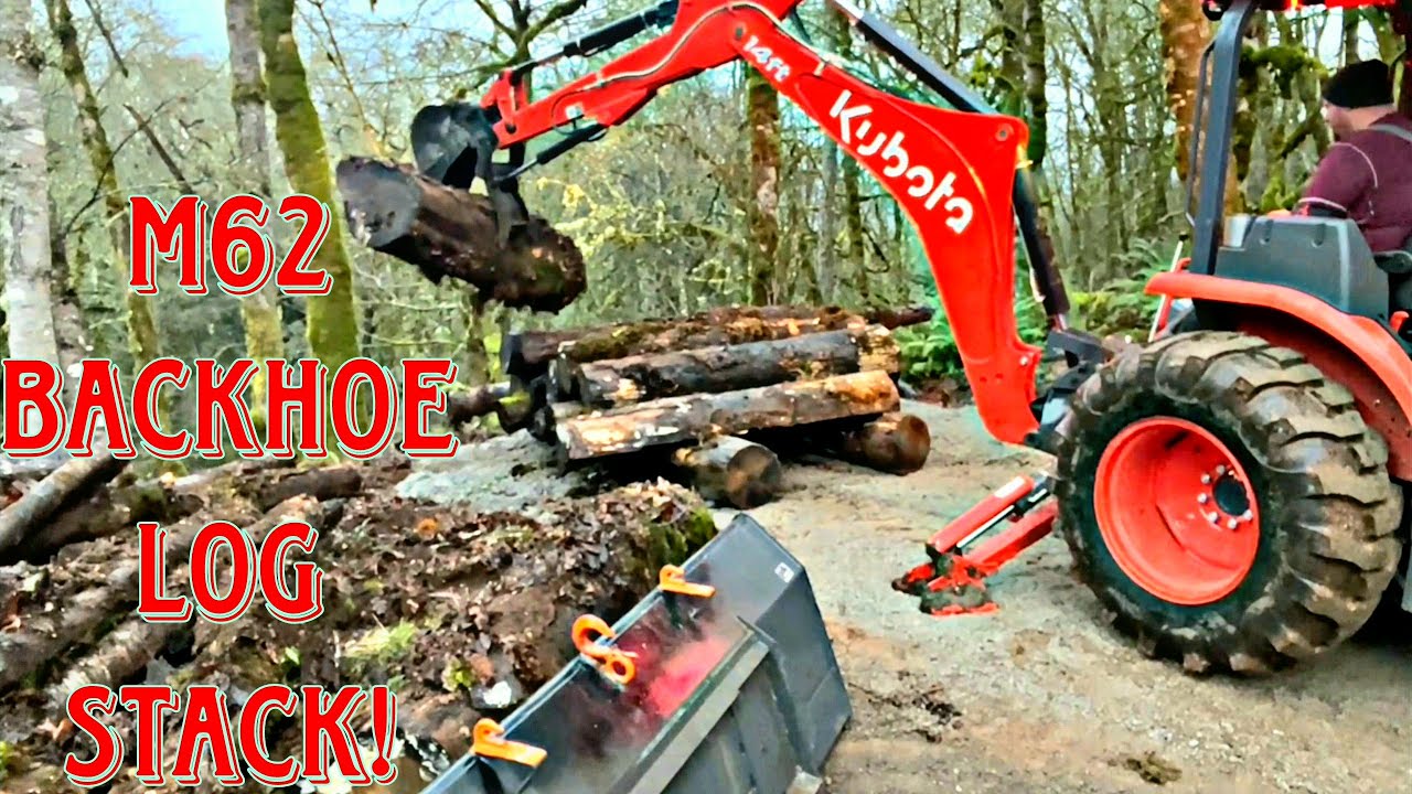 Stacking Logs With M62 Backhoe!