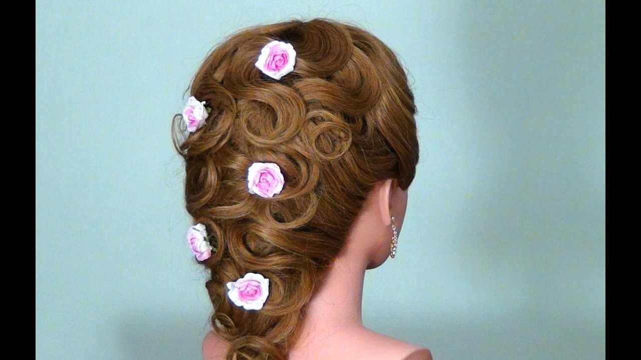 Вечерняя прическа для длинных волос. Wedding prom hairstyle