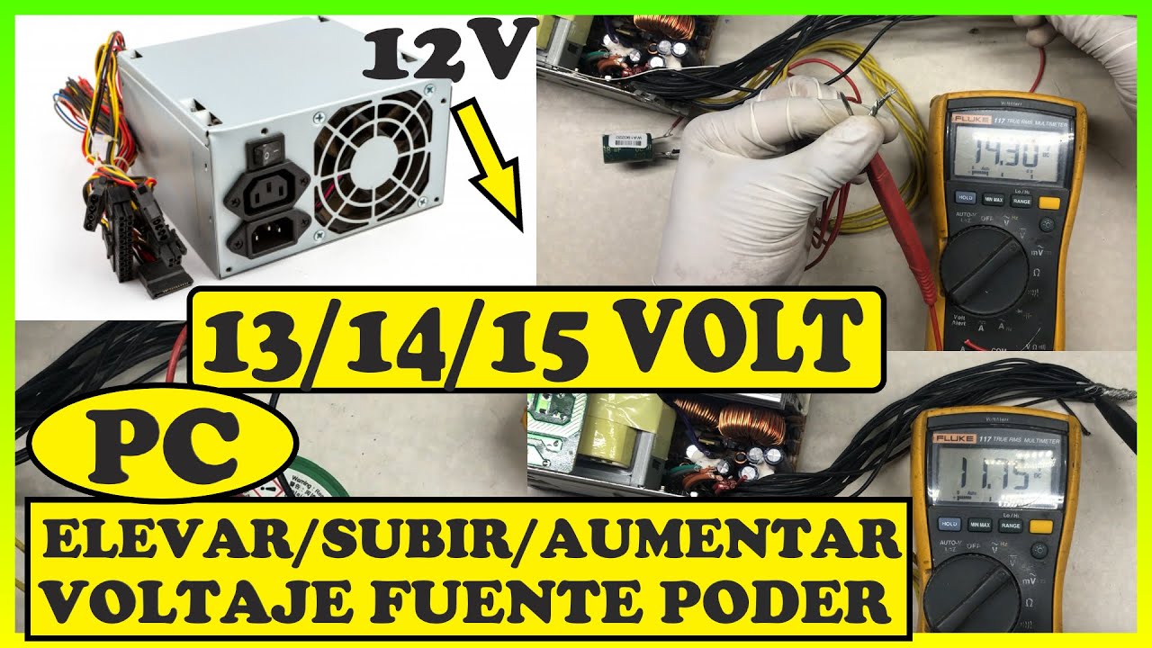 COMO AUMENTAR EL VOLTAJE FUENTE DE PC ELEVAR VOLTAJE FUENTE PODER PC ATX DE 12 VOLT A 13/14/15 VOLT