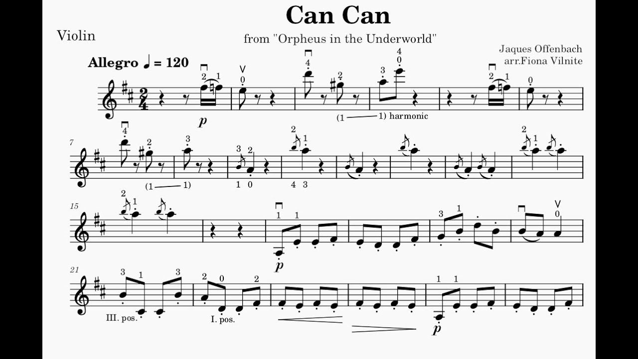 Offenbach - Can-Can for Violin and Piano Accompaniment. Practice Video