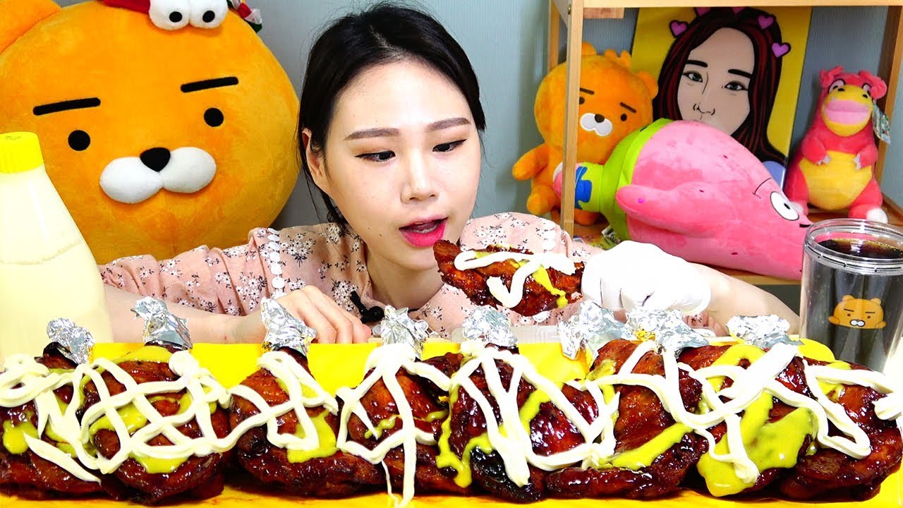 자메이카통다리구이 마요네즈와 허니머스타드 소스 먹방 Mukbang