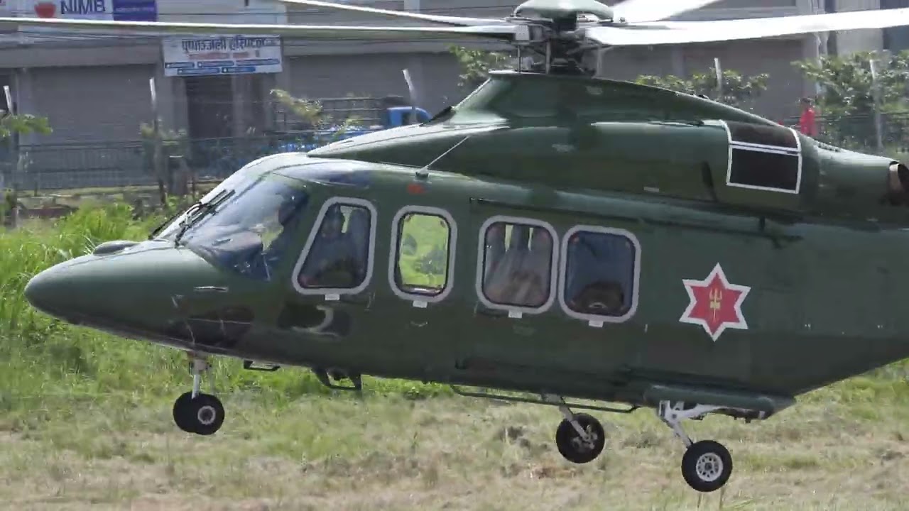 Nepal Army Agusta-Westland (Leonardo) AW139 NA-058 Helicopter Spotted At Bharatpur Airport