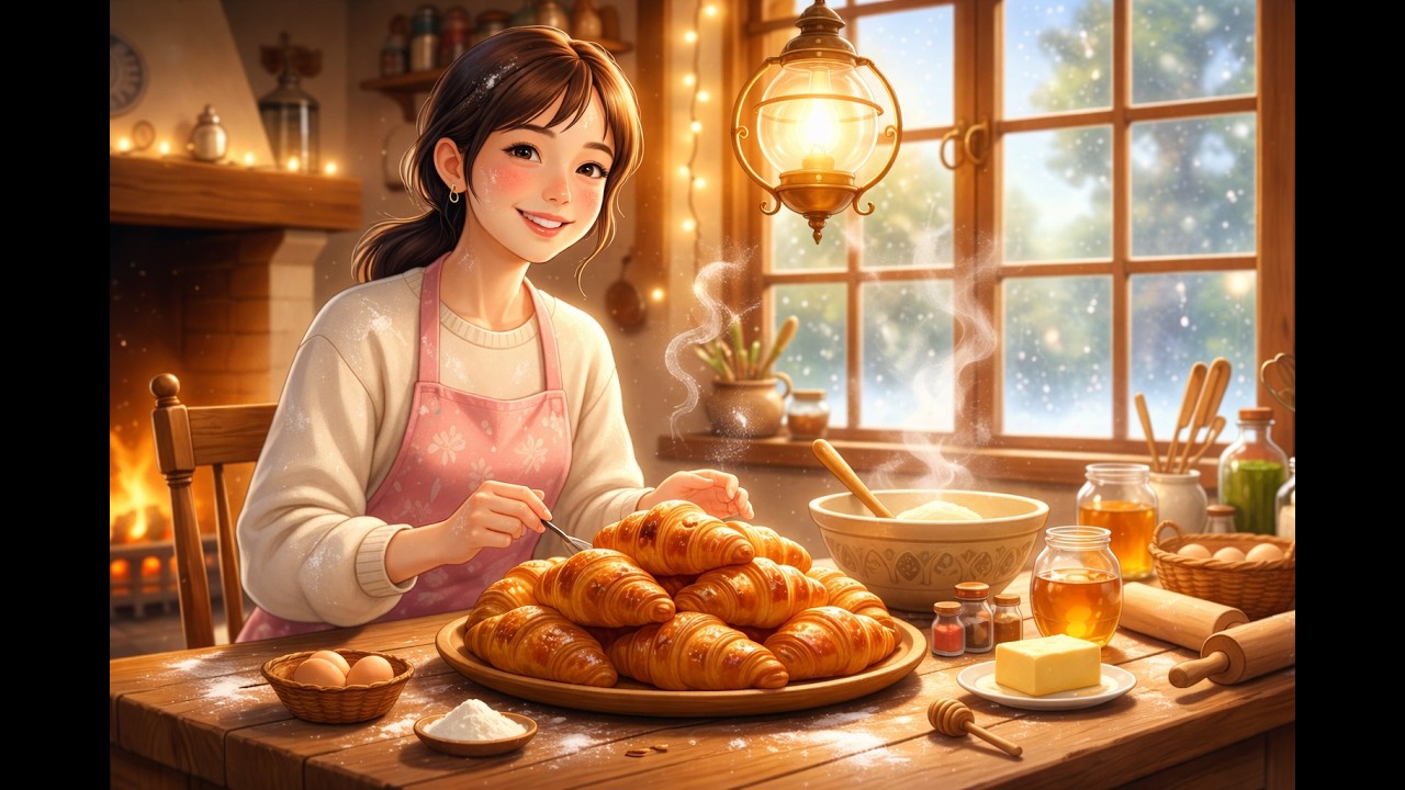 Rainy Day Croissant Baking  Cozy Kitchen ASMR