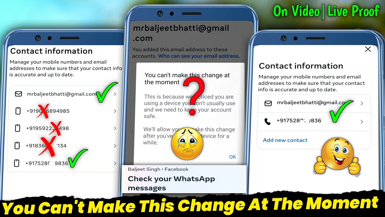 You can't make this change at the moment Facebook 2025 | How to Remove Number & Gmail from Facebook?